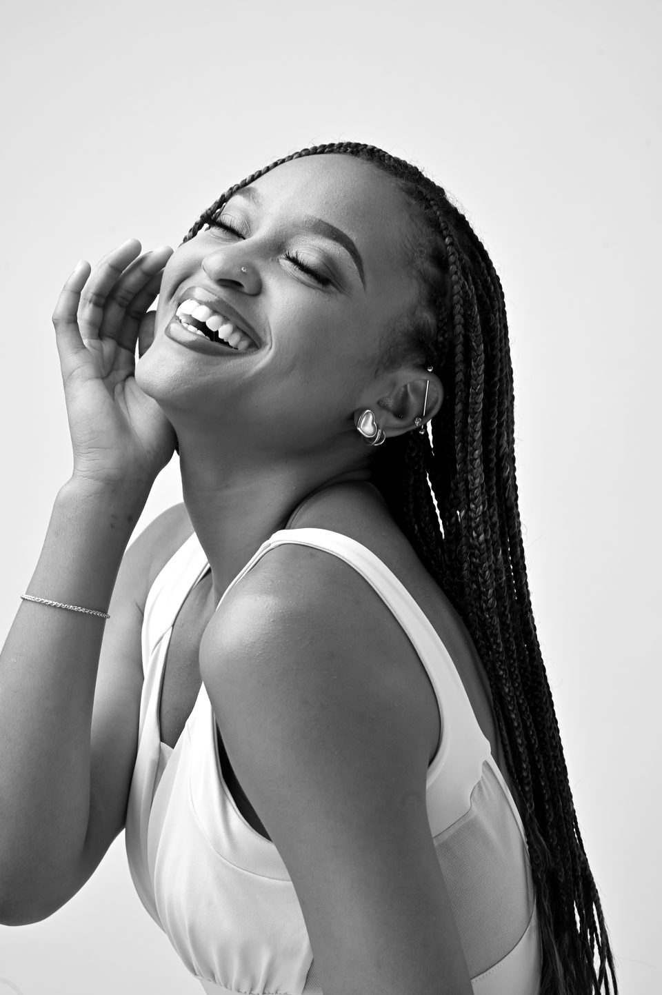 Studio portrait, laughing