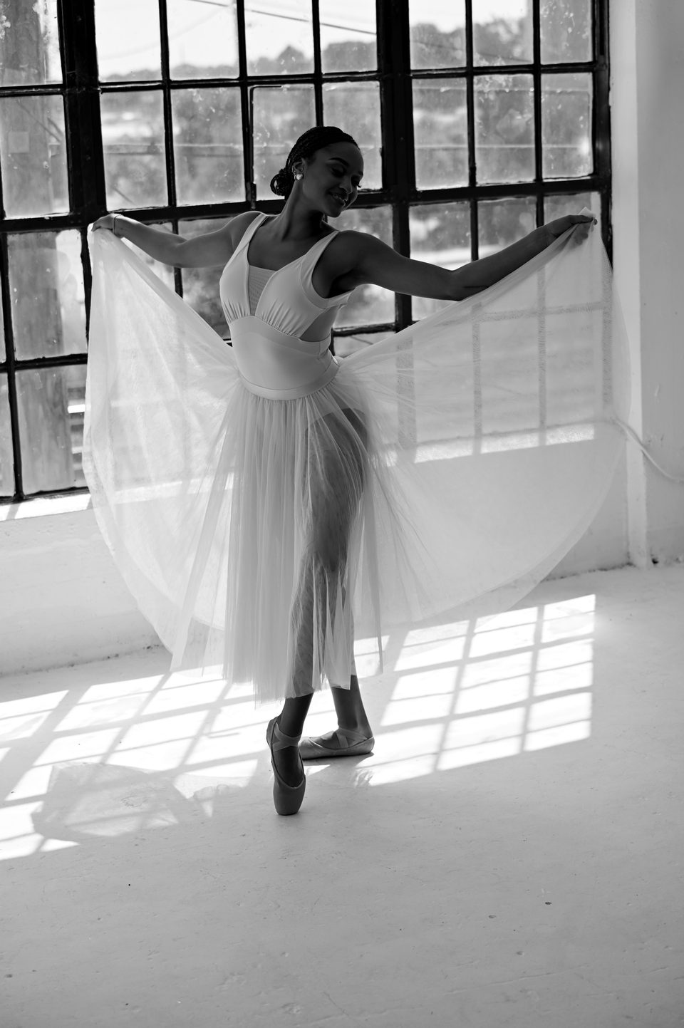 Skirt lifted like wings